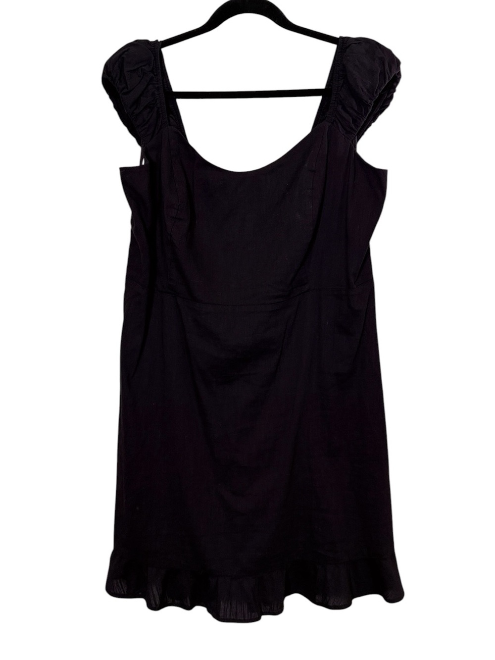 Eileen Fisher Women’s Black Scoop Neck Ruffle-Hem Sleeveless Mini Sundress Sz XL